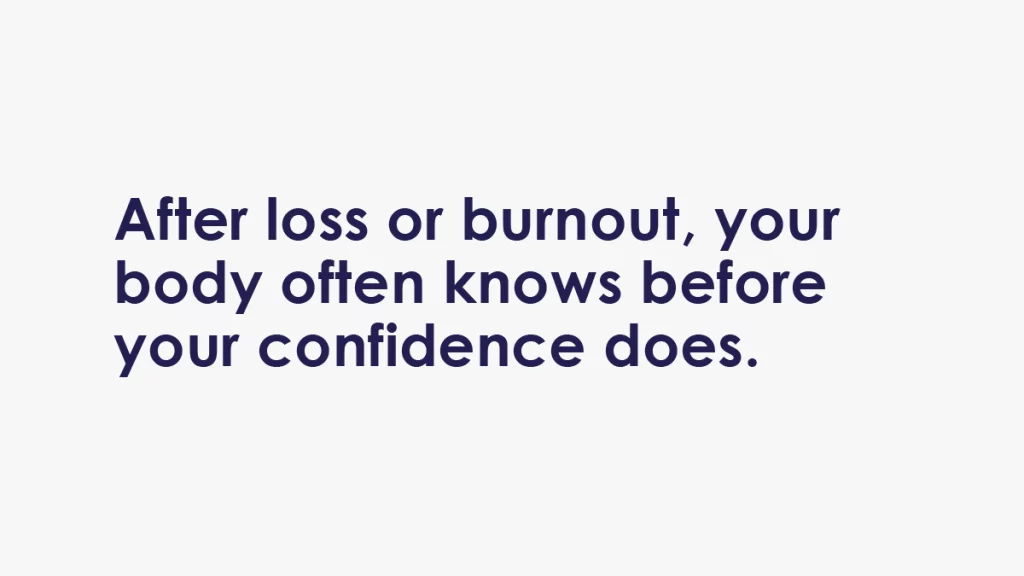 Journal-style image reflecting how the body influences self-trust after loss or burnout.