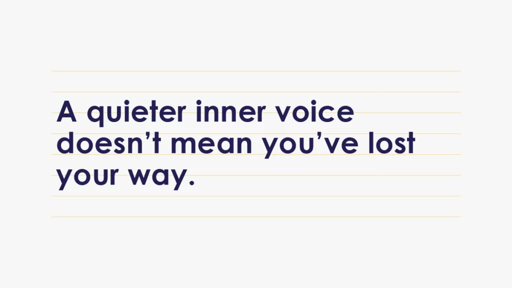 Body image with a reflective quote about quieter self-trust during seasons of change.